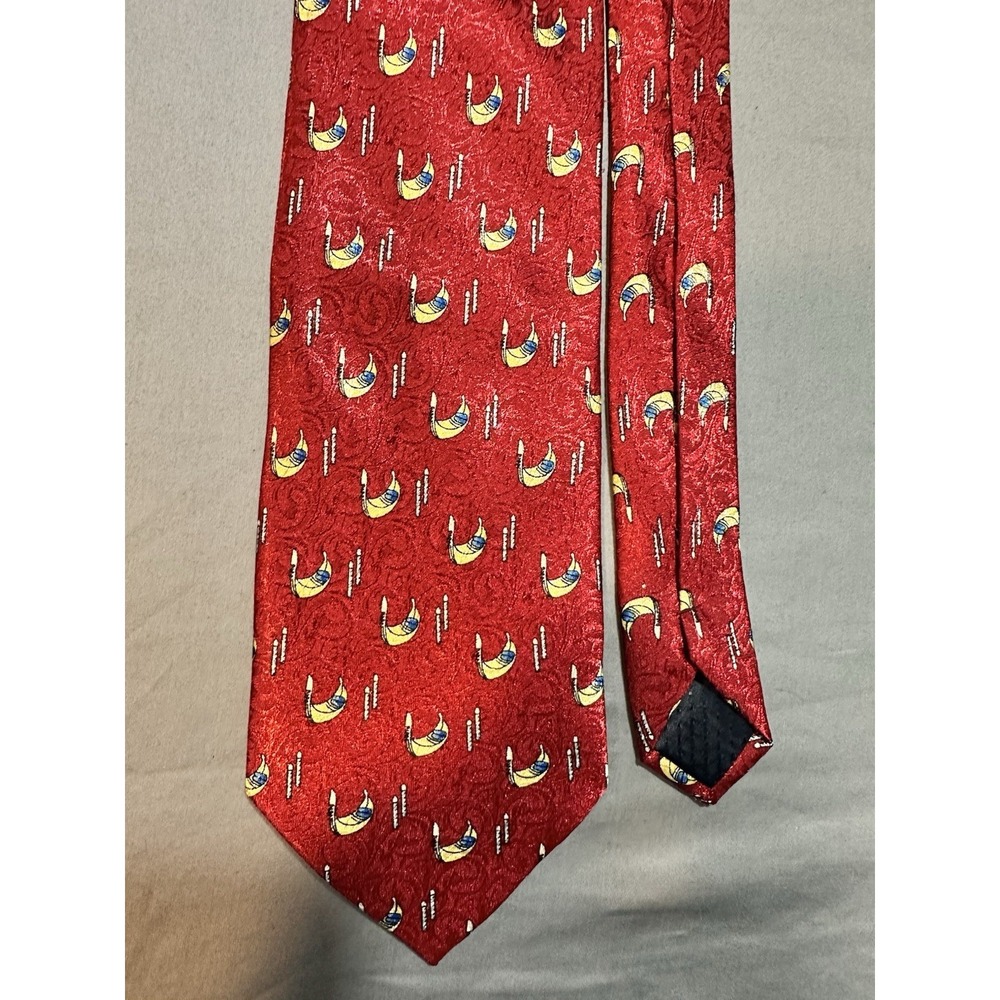 Porte‎ di Rialto Venezia Men's Necktie Tie Silk Red Gondola Repeat